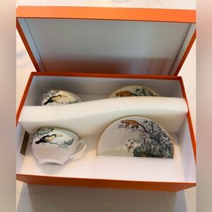Hermes Carnets d’Equateur one set of 2 Breakfast Cups and Saucers